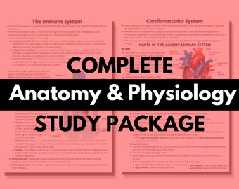 80+ Pages Anatomy and Physiology Bundle Package | Nurse Study Notes | Biology | Revision Posters | Lecture Notes | All Body Systems Notes