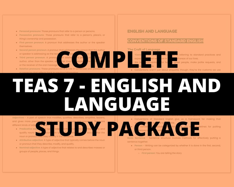 TEAS 7 English and Language Section Bundle 53 Pages TEAS Etsy