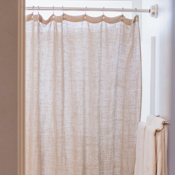Doublure de rideau de douche en lin et chanvre 100 % naturel