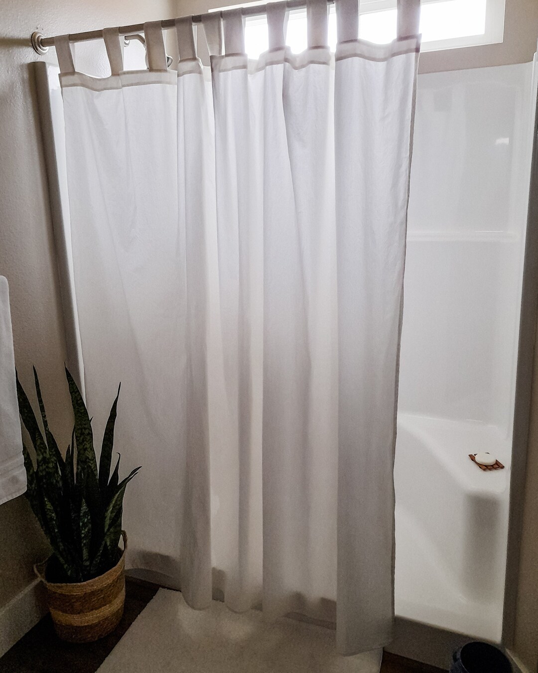 Hemp Organic Cotton Shower Curtain Natural Linen Liner in Tab - Etsy Canada