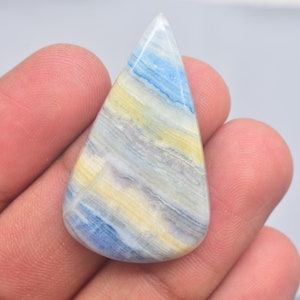 Top Grade Natural Scheelite Cabochon Blue Rhodocrosite Turkish Blue Natural Scheelite Gemstone Pear Shape 47..00 Ct. 40x27x7 mm.   A - 163