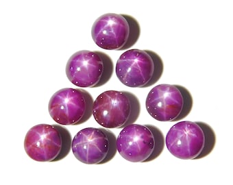 5 MM Round Shape 2 Pcs Star Ruby Cabochon Lot, 6 Rays AAA Quality Star Ruby Calibrated Gemstone, July Birthstone, Jewelry Making Gemstone