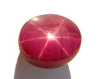 Rubí estrella rojo natural de 1,65 quilates / Rubí estrella de 6 rayos con cabujón ovalado / Rubí estrella genuino sin tratar / Rubí suelto para joyería de anillos