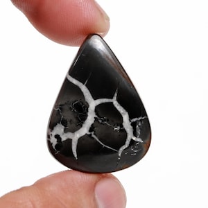 Black Septarian Cabochon: Oval Healing Stone for Jewelry Making