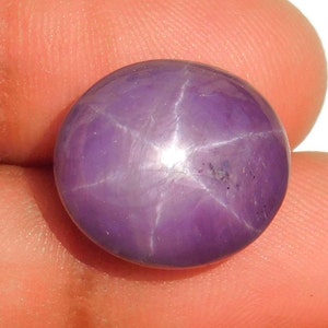May include: A purple star sapphire gemstone with a six-pointed star in the center.
