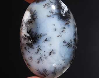 Dendritische opaal cabochon, natuurlijke dendriet agaat platte edelsteen, ovale vorm, geschikt voor het maken van sieraden, genezing en als benodigdheden voor design sieraden.