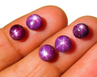 2 Pcs 6 MM Round Shape Star Ruby Cabochon Lot, AAA Quality 6 Rays Star Ruby Calibrated Gemstone, Natural Gemstone, Jewelry Making Gemstone