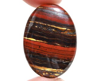 Natural Iron Tiger Eye Cabochon 23 Ct Oval Golden Brown Gemstone