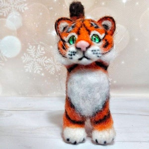Tiger, felted tiger,  woolen tiger, Christmas toy , new year tiger