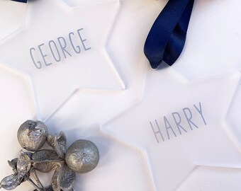 Personalised Star Tree Decoration, Named Christmas star, Personalised Christmas Ornament