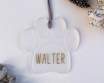 Personalised Paw Print Hanging Tree Decoration, Pet Christmas Decorations for Dogs and Cats