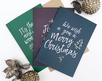 Modern Typography Christmas Card Set |  Christmas Song Cards |  Luxury Christmas Card Pack