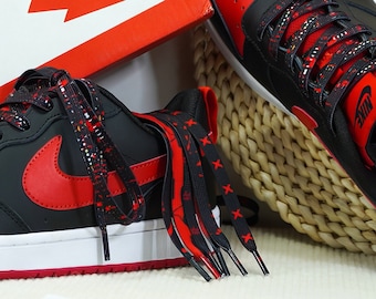 Série noir rouge : lacets plats de remplacement, lacets pour baskets de sport, lacets pour baskets décontractées en toile, 1 paire