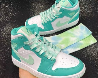 Premium Flat Mint Tie-dye Shoe Laces Remplacement pour Air Jordan, Nike Dunk, Air Force, Converse, Lace String pour Casual Sneakers Sport Shoe