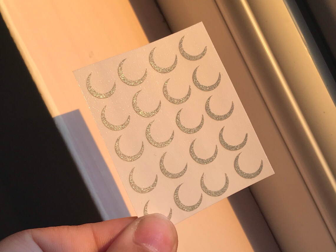 Crescent Moon Reflective Nail Stickers White Glow Easy Peel | Etsy