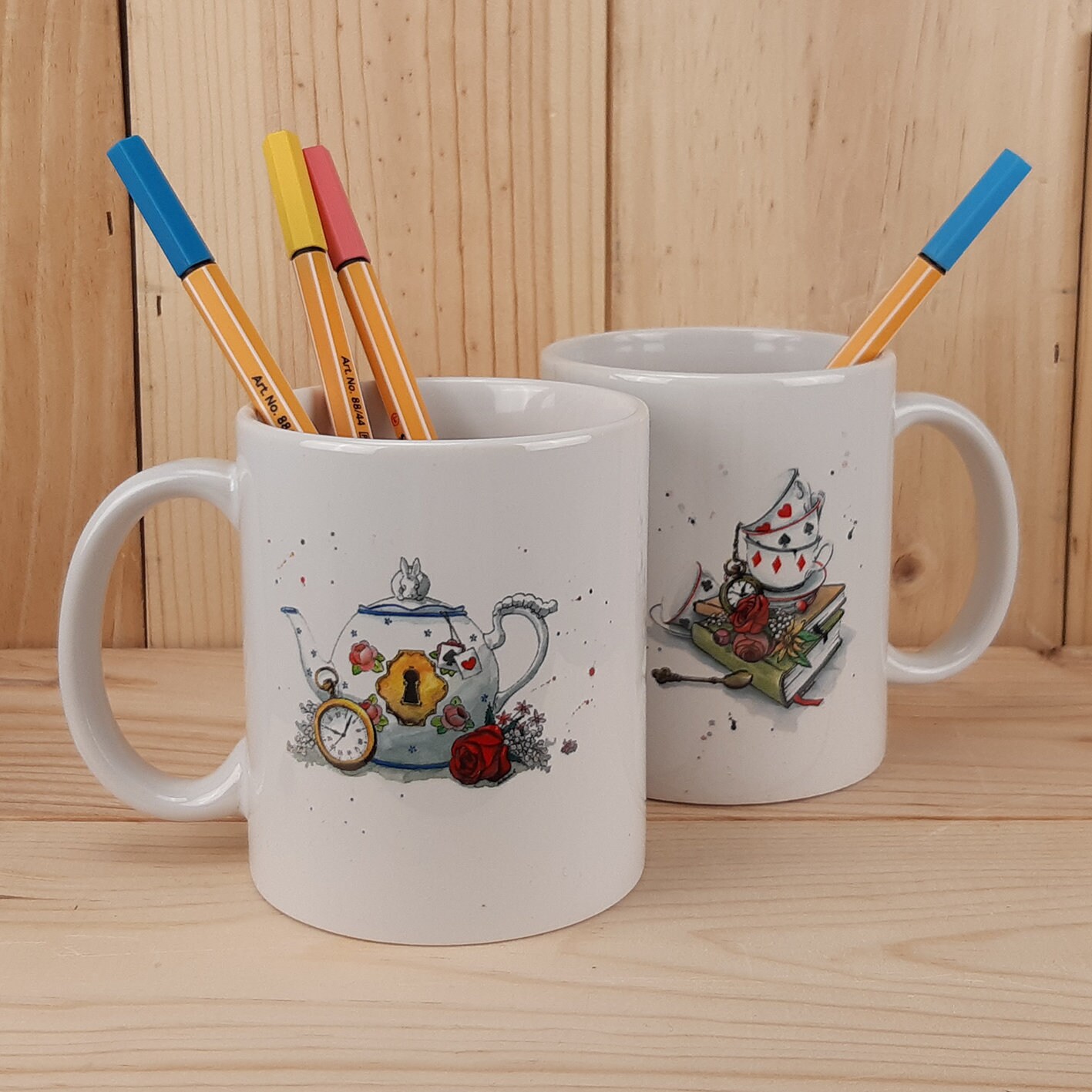 Lot de 2 Mug La Vie Est Un Jeu | 1 avec L'illustration Théière
