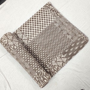 Queen Size Kantha Quilt: Handmade Indian Cotton Bedspread (108x90 inches)