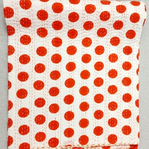 Hand Block Print Kantha Quilt: Indian Cotton Bedspread (108x90 inches)