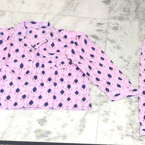 Indian Print Hand Block Printed Pajama Set Cotton Pajama Set, Nightwear Payjamas  Sanganeri printed Payjama Set Women Night Suit.