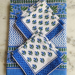 72 x 120 Inches Hand Block Printed 12 seater table cover  Indian Hand Made table cloth Natural Print cotton table cloths