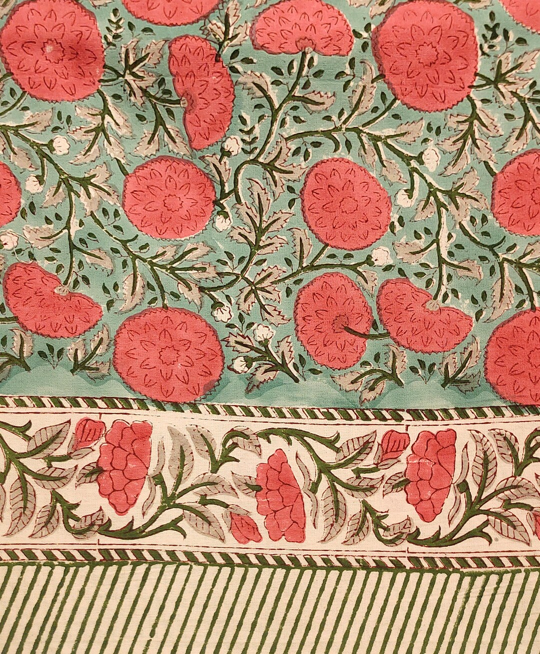 Beautiful Indian Hand Made Table Cloth, Jaipur Block Printed Table