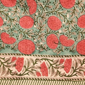 Beautiful Indian Hand Made Table Cloth, Jaipur Block Printed Table Cloth, Cotton Six Seater Table Top Natural Color Printed 60 x 90 Inches.