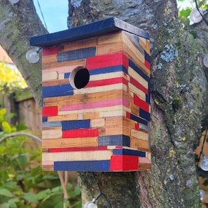 BirdHouse, Nesting Box,  Decoupaged Garden Bird Box, Garden Decor