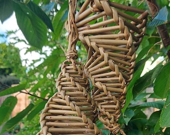 2 comederos de bolas de grasa de pájaro colgantes tejidos a mano de sauce, comederos de sebo para pájaros tejidos a mano, comederos de pájaros de sauce - SET de 2