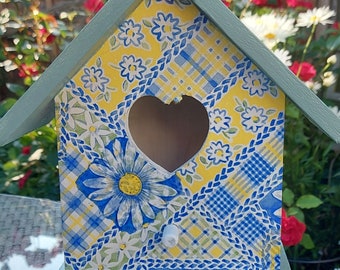 Bird House, Bird Box, Decoupaged Bird House, Garden Bird House, Garden Decor