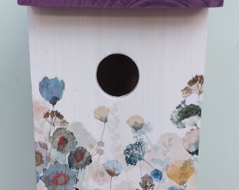 Decoupaged Birdhouse: Meadowflower Garden Nesting Box
