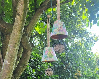 Clay Pot Bird Suet/Fat Ball Feeder x 2 Garden Bird feeders
