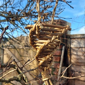 2 Willow Handwoven Hanging Bird Fat Ball Feeders, Hand woven Bird Suet Feeders, Willow Bird Feeders SET of 2 image 5