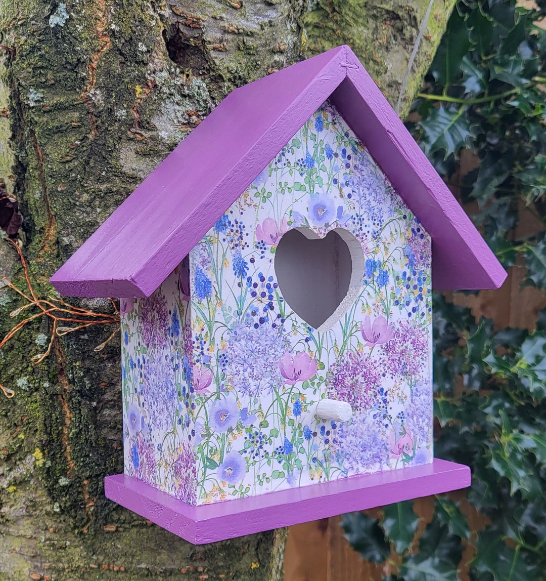 Bird House, Bird Box, Decoupaged Bird House, Garden Decorative Bird
