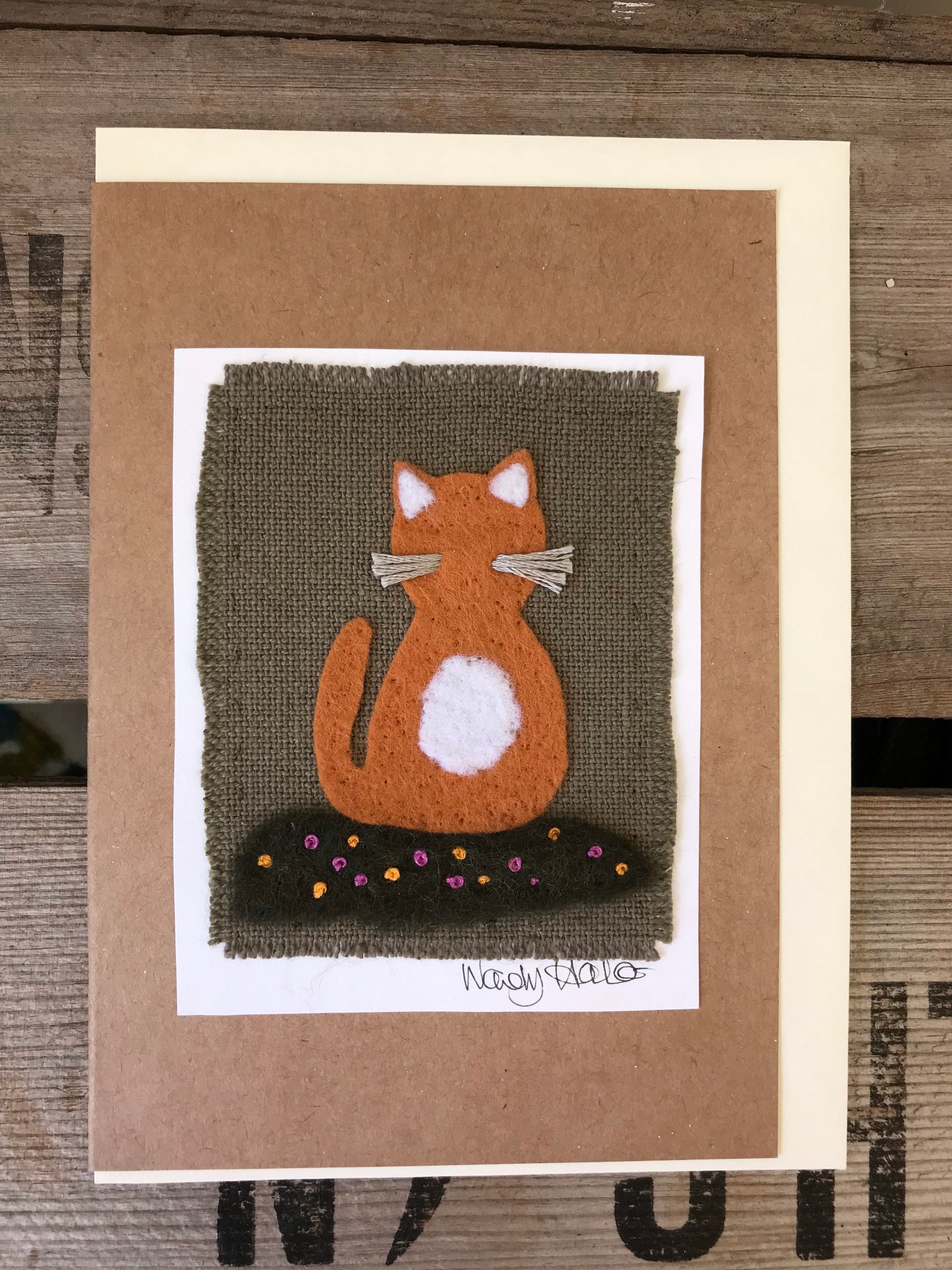 Hand Felted Greeting Cards, Needle Felt, Textile Cards, Felt Cards