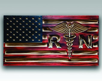 Registered Nurse wood Flag or Concealment box