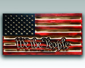 We the People wood Flag or Concealment box