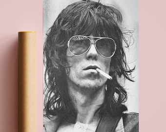 Keith Richards Poster / Keith Richards Art Print / Vintage Poster / Black and White photo