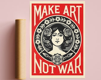 Make Art Not War Poster / Make Art Not War Print / Vintage Photo