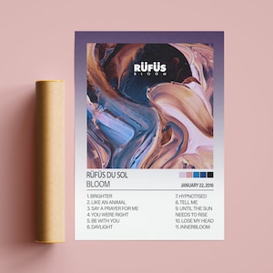 Affiche Rufus Du Sol, Affiche Bloom, Affiche de couverture d’album Rufus Du Sol Tracklist, Affiche de couverture d’album, Affiche personnalisée de musique Bloom, Solace, Rüfüs