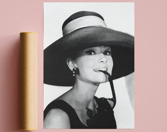 Audrey Hepburn Poster - Audrey Hepburn Print - Audrey Hepburn Vintage Poster - retro wall art - Audrey Hepburn photo print