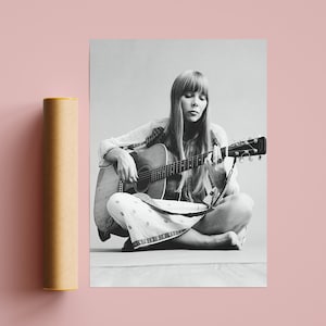 Joni Mitchell Poster, Joni Mitchell Art Print, Vintage Poster, Joni Mitchell portrait, Vintage Joni Mitchell, Joni Mitchell plays the guitar