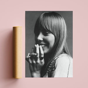 Joni Mitchell Poster, Joni Mitchell Art Print, Vintage Poster, Black and White