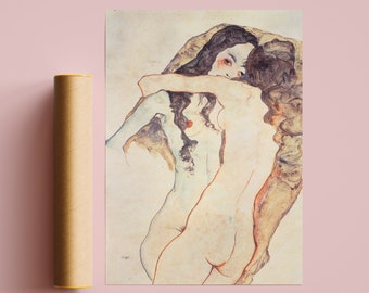 Two Women Embracing 1911 / Egon Schiele Print / Expressionism Print / Two Womens Love / Egon Schiele Poster / Home Art Decor