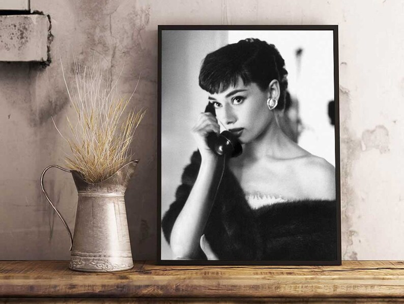 Audrey Hepburn Poster / Audrey Hepburn Art Print / Black and Etsy