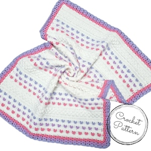 Hearts and Hugs Blanket: PDF Digital Download Pattern, Crochet Pattern, Rainbow Baby Blanket, Crochet Blanket, US UK Terminology