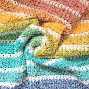 Arya Stripe Blanket: PDF Digital Download Pattern, Crochet Pattern, Rainbow Baby Blanket, Crochet Blanket, US UK Terminology, Feather stitch image 7