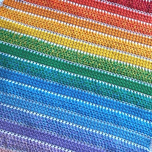 Arya Stripe Blanket: PDF Digital Download Pattern, Crochet Pattern, Rainbow Baby Blanket, Crochet Blanket, US UK Terminology, Feather stitch image 3
