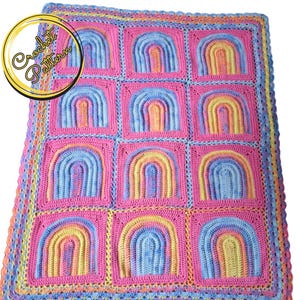 Rainbow Tiles Crochet Blanket Pattern: PDF Digital Download, Crochet Pattern, Christmas Crochet, US Terminology