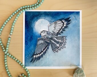 Avian Moon | Owl Fine Art Watercolor Giclee Print