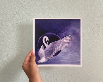 Avian Moon | Swan Fine Art Watercolor Giclee Print